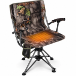 Camo swivel hunting chair with armrests and all-terrain swivel base