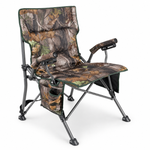 Camo swivel hunting chair with armrests and all-terrain swivel base