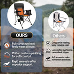 Heavy-duty camping chair with Q195 steel tube frame and 3-layer padded seat and back, rated to 550 lb capacity