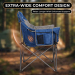 Heavy-duty camping chair with Q195 steel tube frame and 3-layer padded seat and back, rated to 550 lb capacity