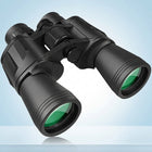 High-powered binoculars with night vision, black, shown with carrying case and lens caps