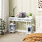 HOMCOM 47" Small Computer Desk, Writing Desk with Fabric Drawers, Home Office Desk with Adjustable Shelves, White