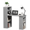 HOMCOM Compact Computer Desk with 6-Tier Storage Shelves, Writing Table Workstation with Bookshelf for Home Office, Gray