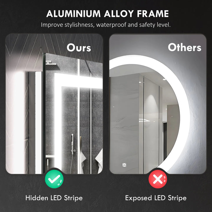 HOMCOM LED Bathroom Mirror with Lights, 32" x 24" Backlit Front Lit LED Mirror for Bathroom, Anti-Fog, Memory, Infinite Color Temperature, Wall Mounted Dimmable Vanity Mirror, Horizontal/Vertical