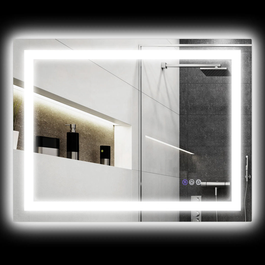 HOMCOM LED Bathroom Mirror with Lights, 32" x 24" Backlit Front Lit LED Mirror for Bathroom, Anti-Fog, Memory, Infinite Color Temperature, Wall Mounted Dimmable Vanity Mirror, Horizontal/Vertical