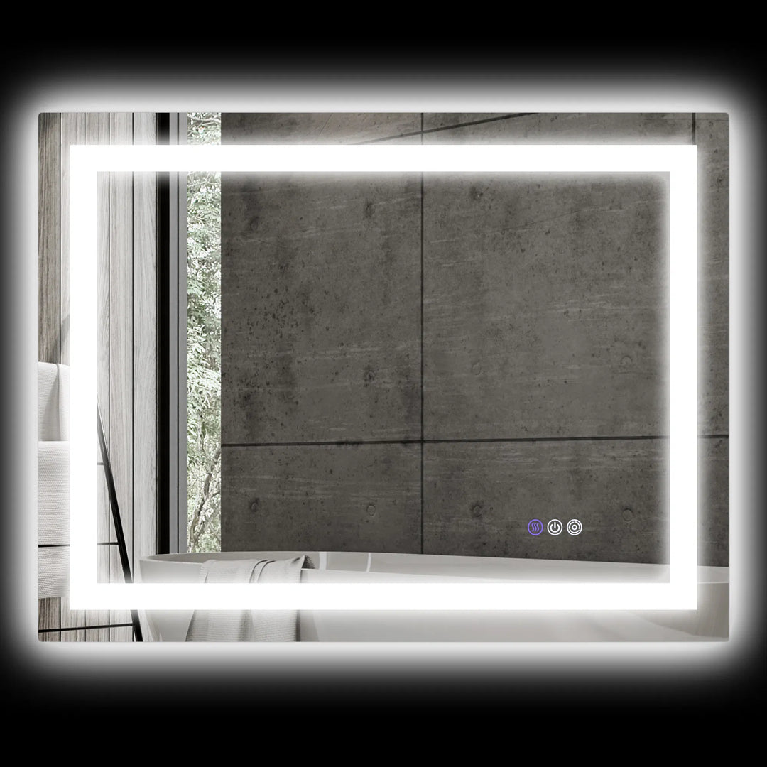 HOMCOM LED Bathroom Mirror with Lights, 32" x 24" Backlit Front Lit LED Mirror for Bathroom, Anti-Fog, Memory, Infinite Color Temperature, Wall Mounted Dimmable Vanity Mirror, Horizontal/Vertical