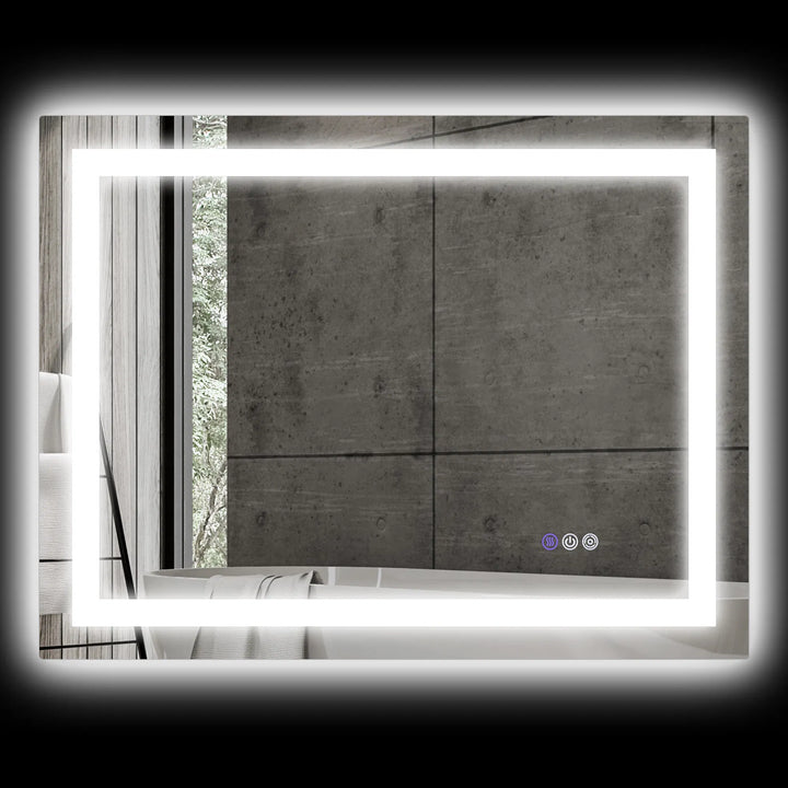 HOMCOM LED Bathroom Mirror with Lights, 32" x 24" Backlit Front Lit LED Mirror for Bathroom, Anti-Fog, Memory, Infinite Color Temperature, Wall Mounted Dimmable Vanity Mirror, Horizontal/Vertical