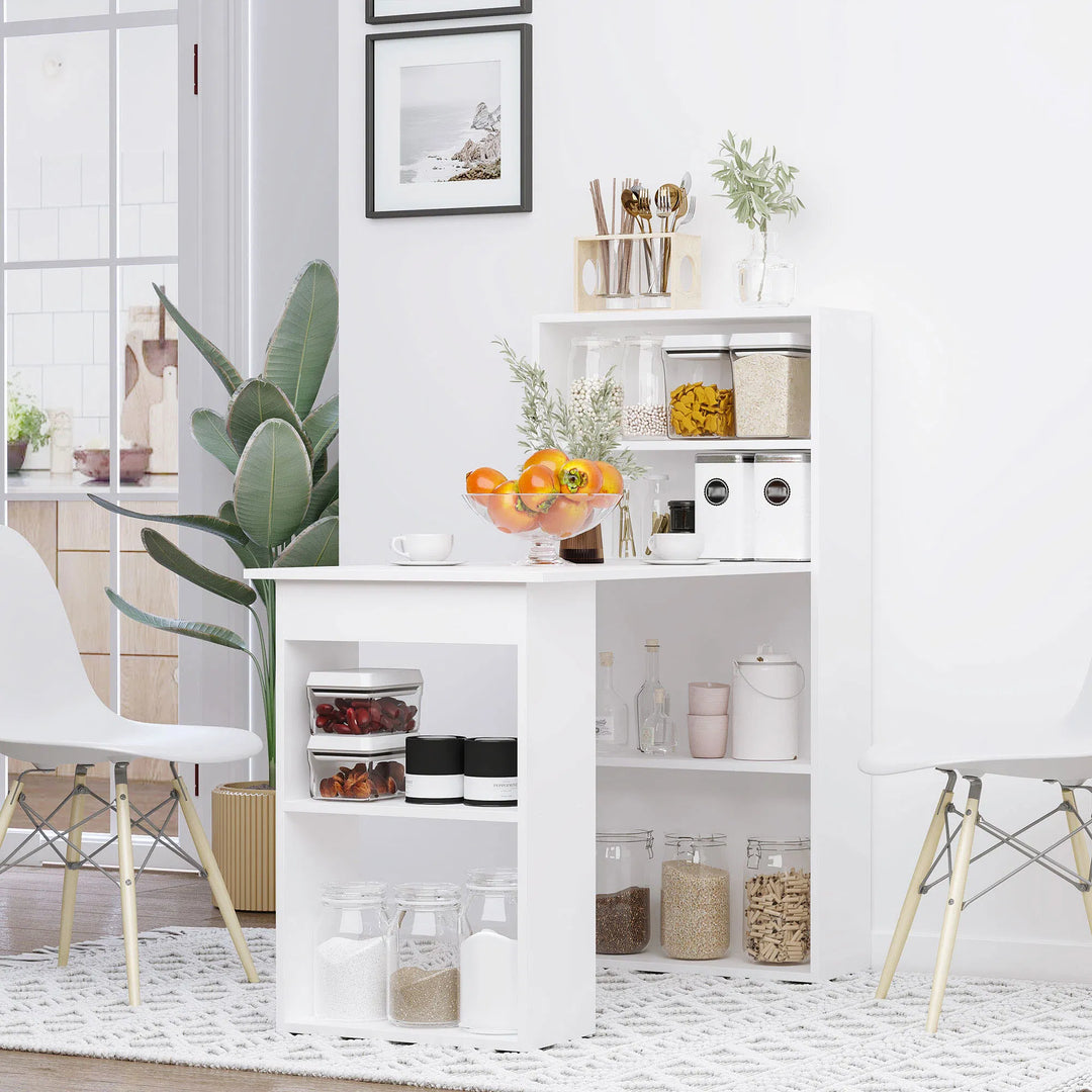 HOMCOM Modern Small Computer Desk with 6-Tier Storage Shelves Combo, Multipurpose Industrial Wood Desk Workstation for Home Office, White