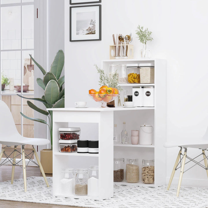 HOMCOM Modern Small Computer Desk with 6-Tier Storage Shelves Combo, Multipurpose Industrial Wood Desk Workstation for Home Office, White