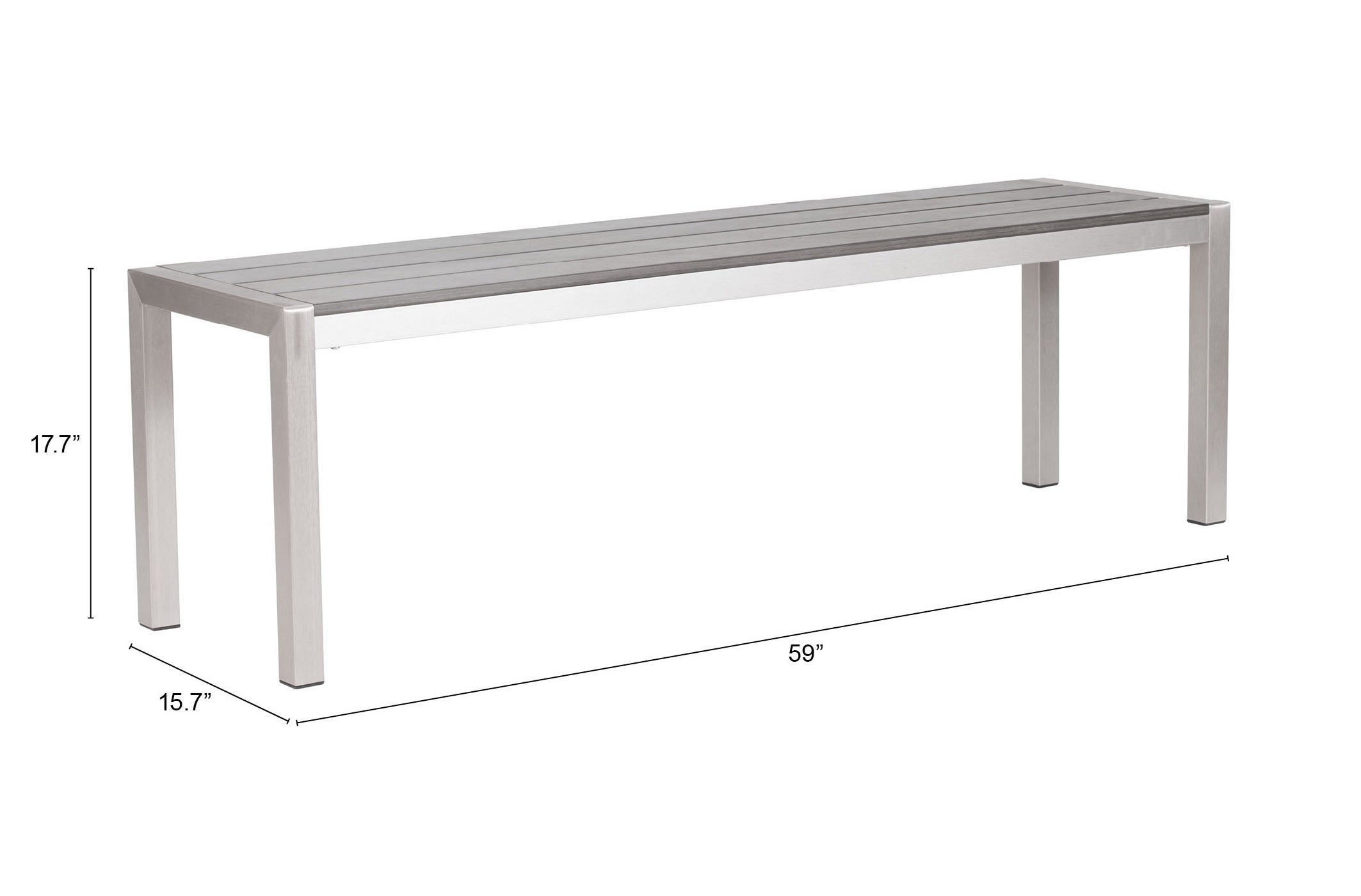 Metropolitan Double Bench Gray & Silver