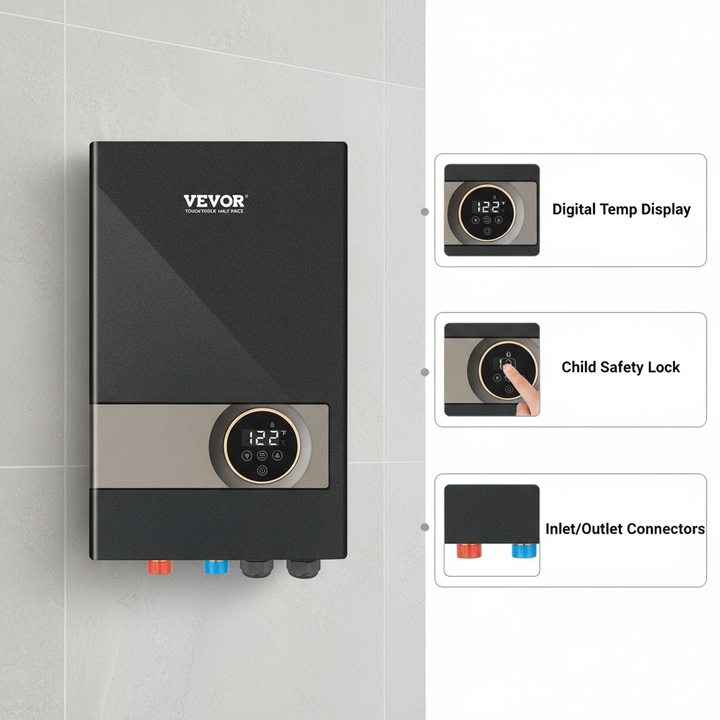 : 18 kW Tankless Electric Water Heater – Instant Hot with Digital Display & Child-Lock | Trufairs