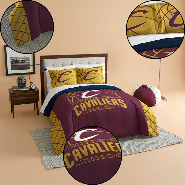 Cavaliers Official NBA Reverse Slam Full/Queen Comforter & Sham Set – Team Pride Bedding | Trufairs