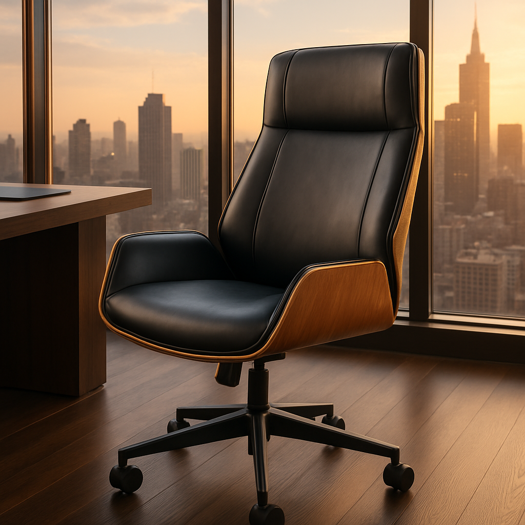 Ergonomic Executive High Back Chair – Plush Black Vinyl Comfort | Office Seating | Trufairs
