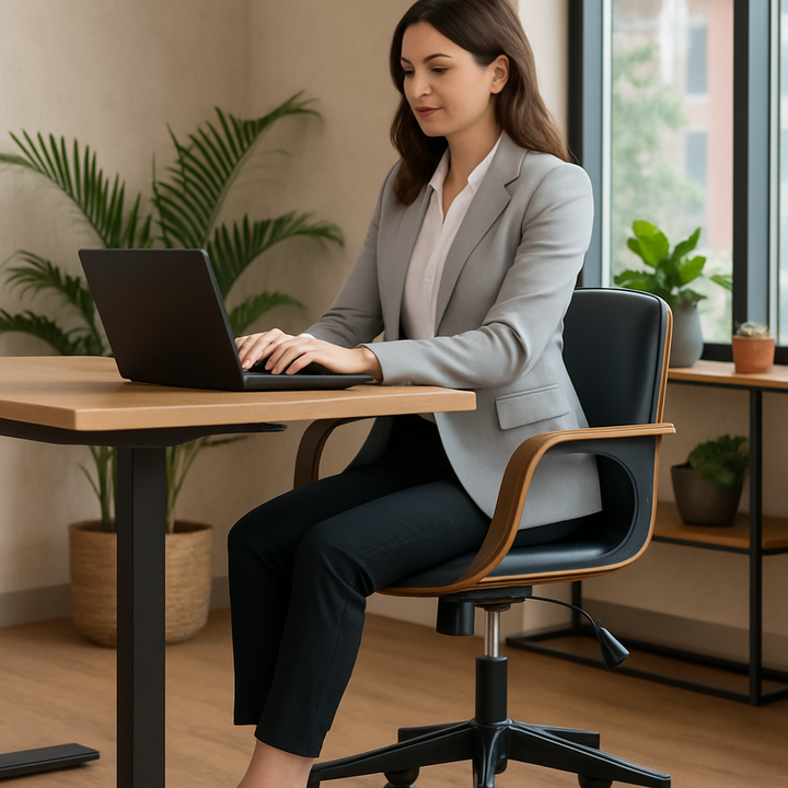 Black Contemporary Office Chair – Ergonomic Faux Leather with Adjustable Height | Modern Desk Chair | Trufairs