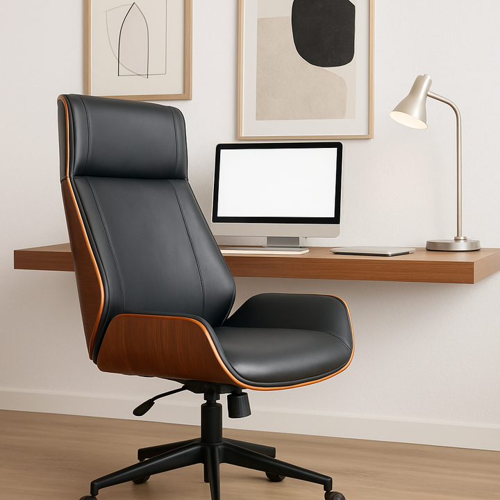 Ergonomic Executive High Back Chair – Plush Black Vinyl Comfort | Office Seating | Trufairs