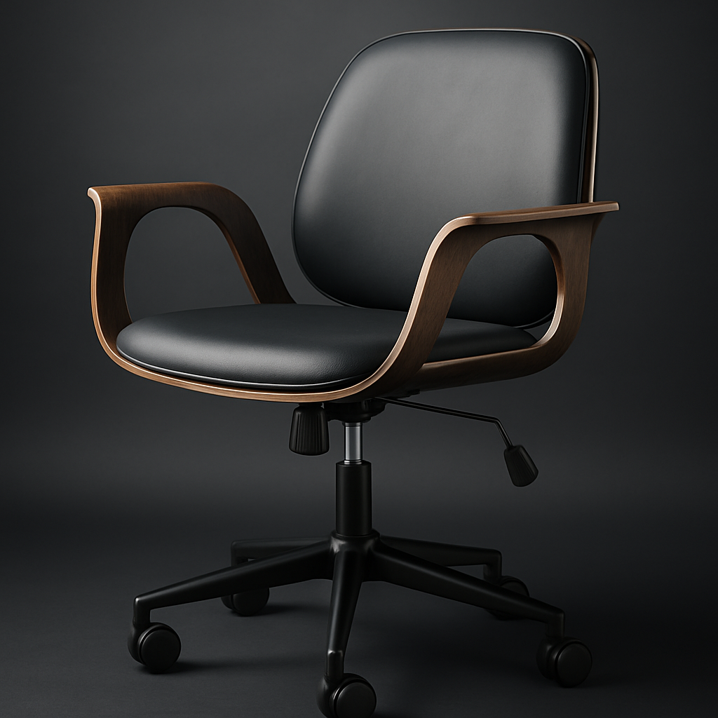 Black Contemporary Office Chair – Ergonomic Faux Leather with Adjustable Height | Modern Desk Chair | Trufairs