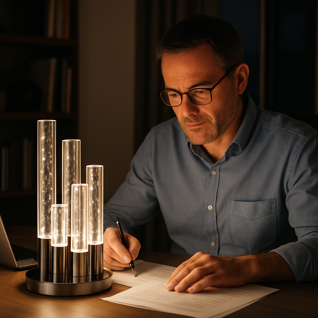 Lumina Crystal Tower 5-Light Dimmable Table Lamp in Chrome
