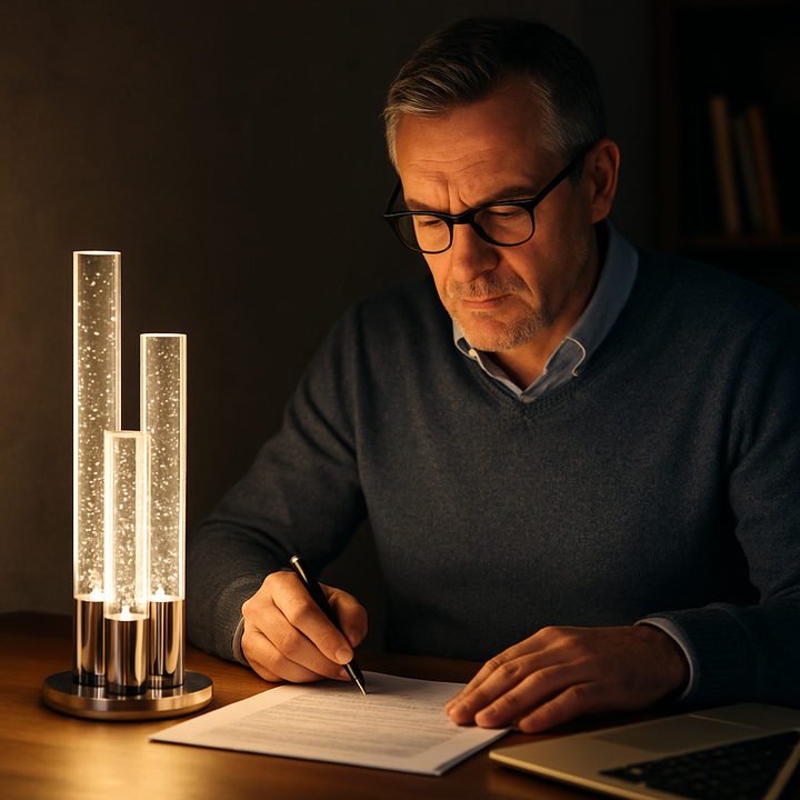 Lumina Crystal Trio 3-Light Ambient Table Lamp in Chrome.