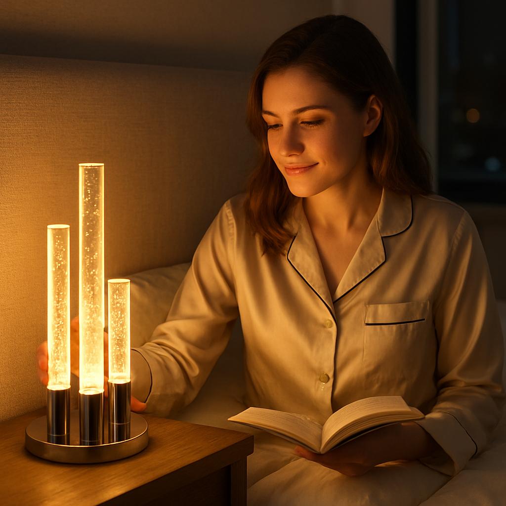 Lumina Crystal Trio 3-Light Ambient Table Lamp in Chrome.