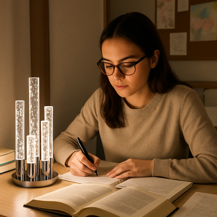 Lumina Crystal Tower 5-Light Dimmable Table Lamp in Chrome