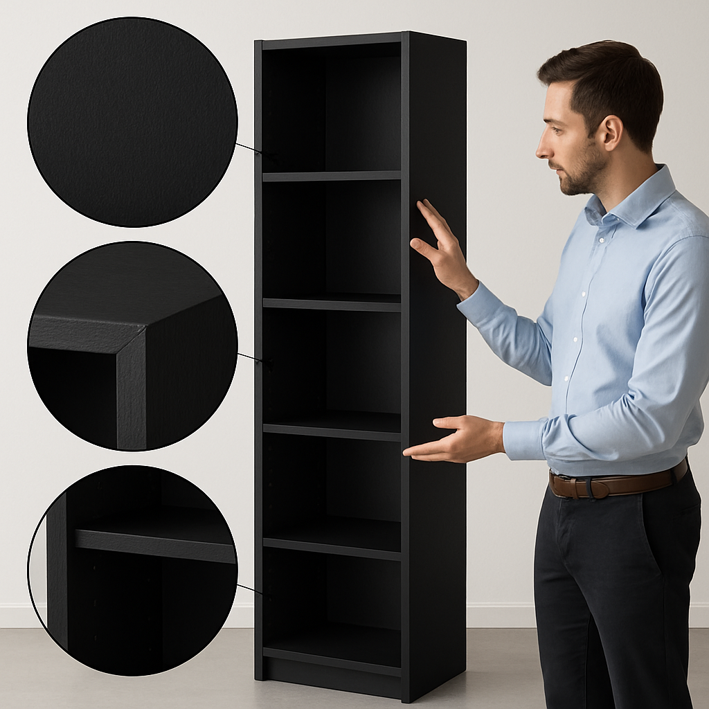 Sutton Slim 5-Shelf Bookcase – Space-Saving Modern Design | Contemporary Storage Solutions | Trufairs