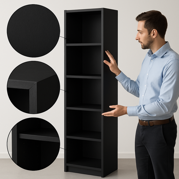 Sutton Slim 5-Shelf Bookcase – Space-Saving Modern Design | Contemporary Storage Solutions | Trufairs