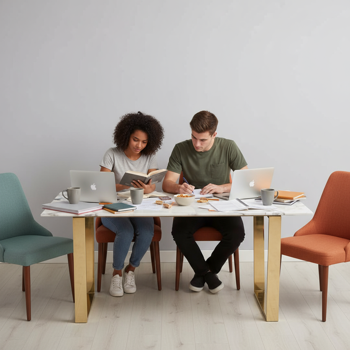 Atlas Dining Table White & Gold