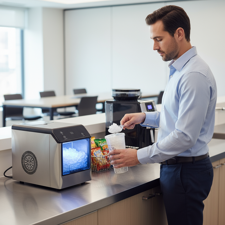 Countertop Nugget Ice Maker 33Lbs/24H Self-Cleaning with Scoop Home Office Bar