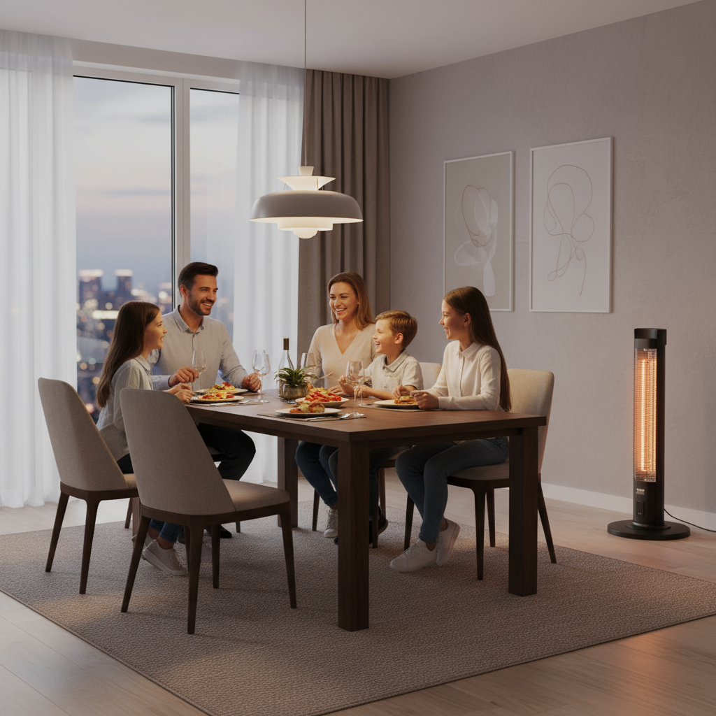 VEVOR Infrared Heater, 1500W Remote Control Electric Space Heater, Patio Heater w/ 3 Speeds & Timer & Tip-Over Protection, Outdoor/Outdoor for Bedroom,Studio,Porch,Dining Room,Studio, Stand,40in L