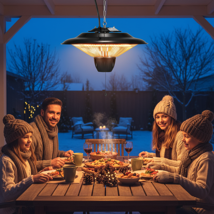 VEVOR Hanging Patio Heater, 1500W Outdoor/Indoor Electric Space Infrared Heater, IP34 Protection Ceiling Heater with 23.6 inch Pull Cord & 20 inch Adjustable Chain, for Porch,Patio,Dining Room,Studio
