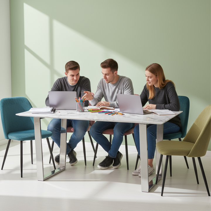 Atlas Dining Table White & Silver