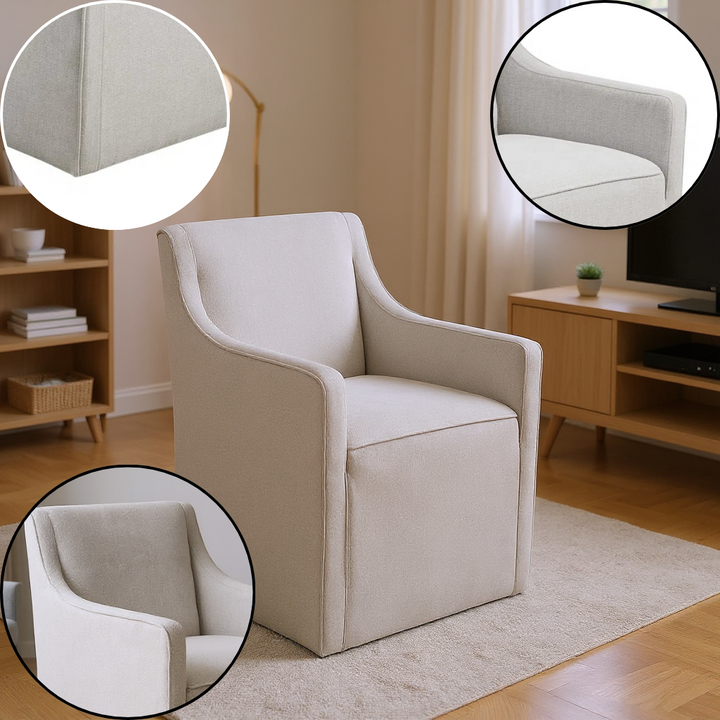 Slipcover Dining Arm Chair with Casters – Skirted Formal Comfort | Trufairs