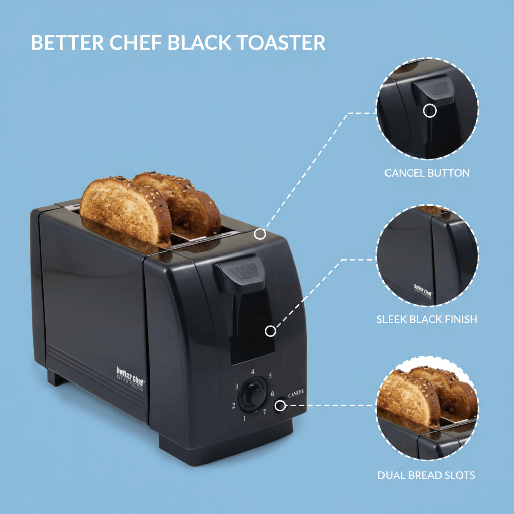 Better Chef 2-Slice Toaster with Pull-Out Crumb Tray