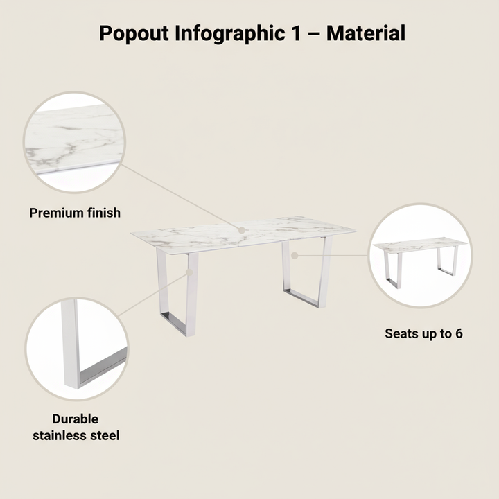 Atlas Dining Table White & Silver
