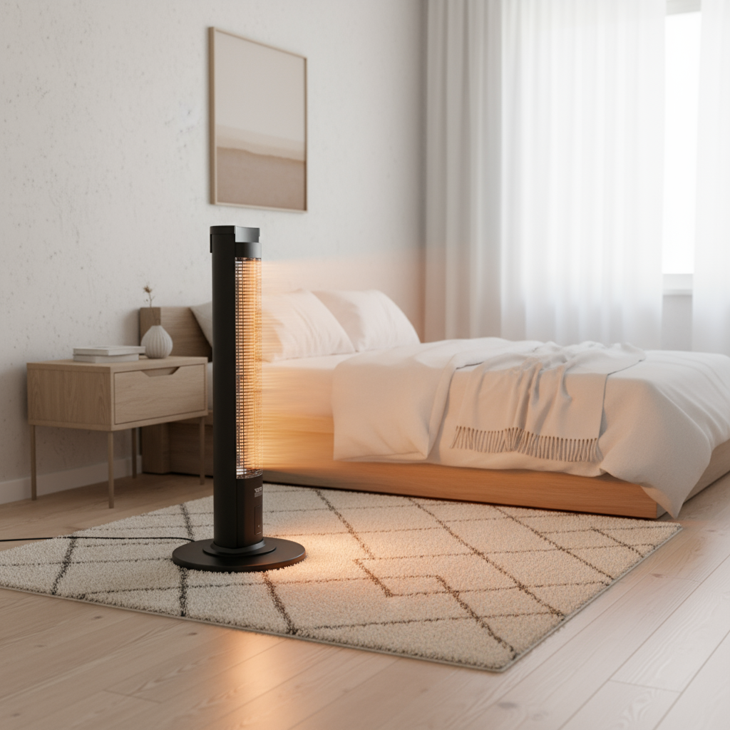 VEVOR Infrared Heater, 1500W Remote Control Electric Space Heater, Patio Heater w/ 3 Speeds & Timer & Tip-Over Protection, Outdoor/Outdoor for Bedroom,Studio,Porch,Dining Room,Studio, Stand,40in L
