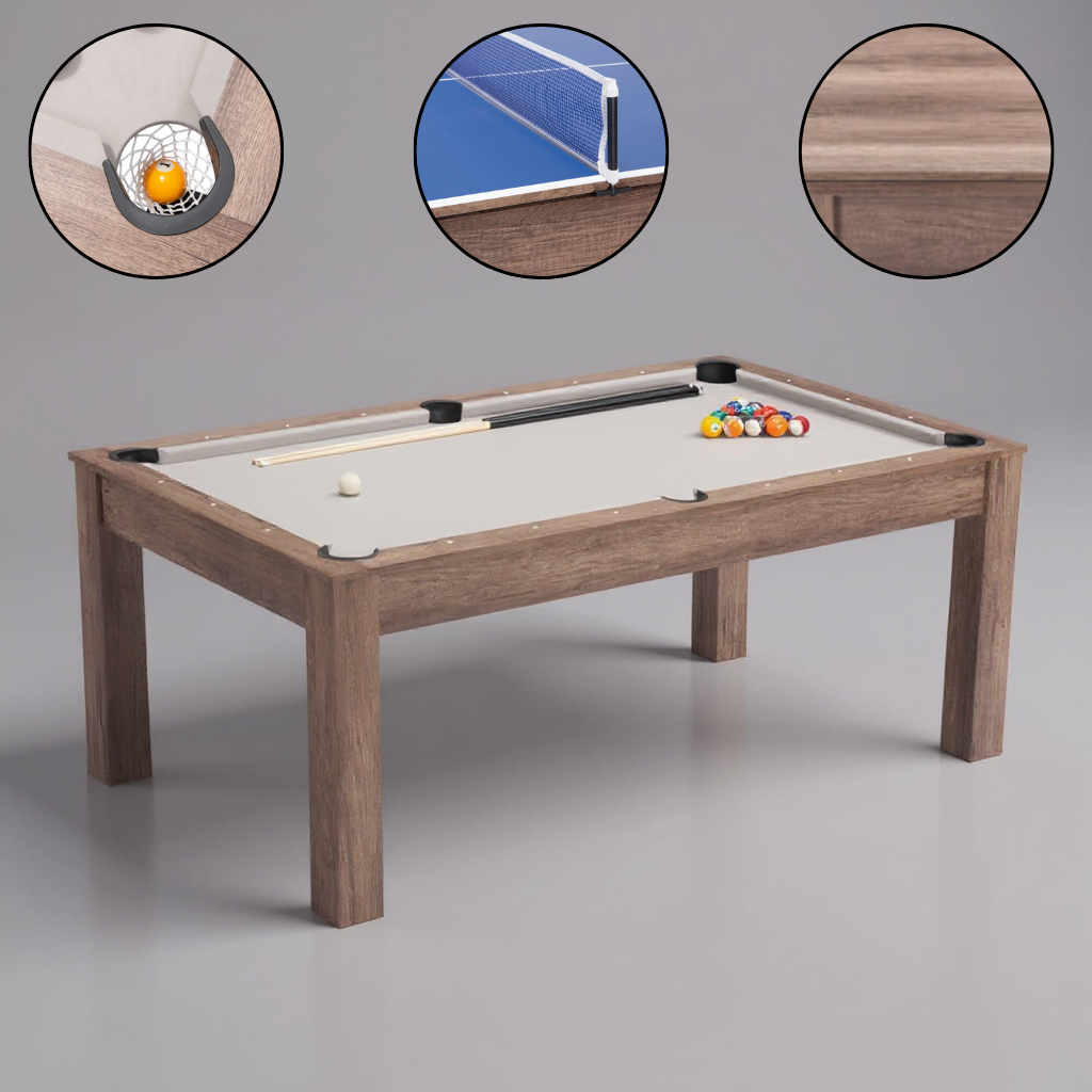 Bonker 3-in-1 Table Brown – Convertible Dining, Pool & Ping Pong Table | Game & Dining Furniture | Trufairs