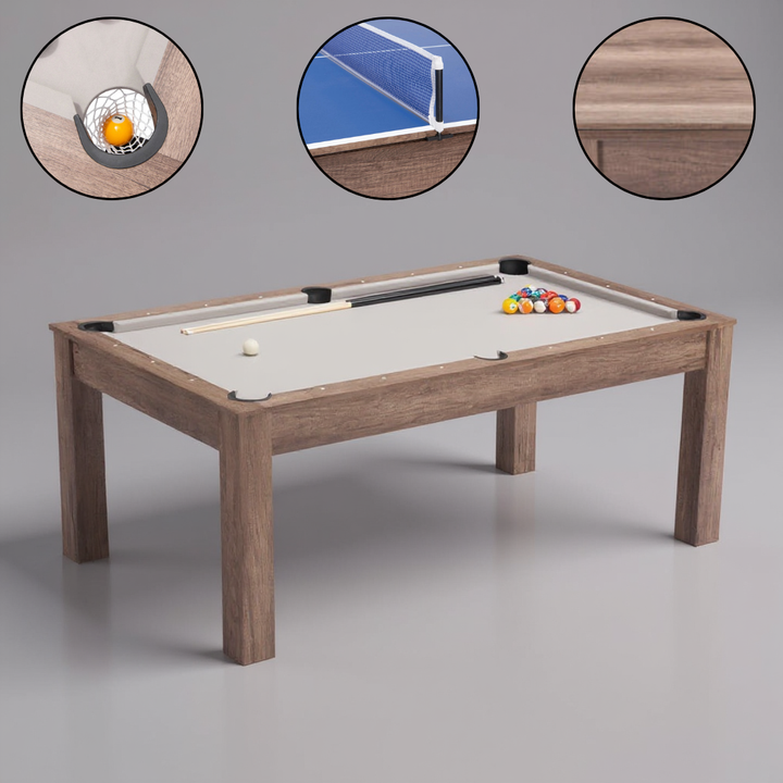 Bonker 3-in-1 Table Brown – Convertible Dining, Pool & Ping Pong Table | Game & Dining Furniture | Trufairs