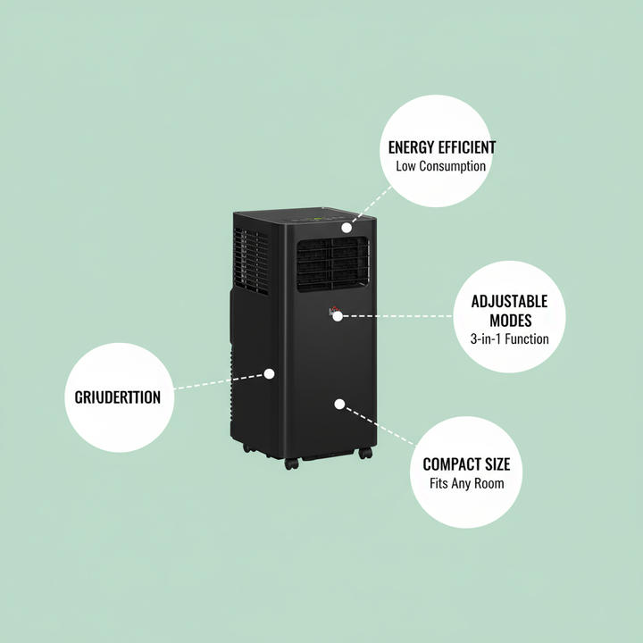 HOMCOM 10000 BTU Mobile Air Conditioner, 441 Sq. Ft., AC Unit with Dehumidifier, Sleep, 24H Timer On/Off, Window Kit, Black
