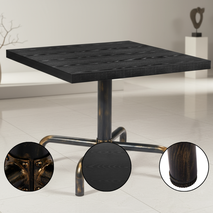 Neum Bistro Table Black – Glossy Glass & Modern Steel | Contemporary Café Table | Trufairs