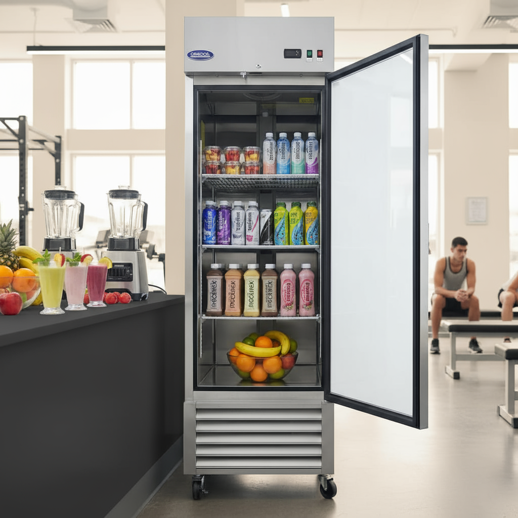 ORIKOOL 27" Commercial Display Refrigerator Swing Glass Door 23 Cu.ft Stainless Steel Reach-in Merchandiser Refrigerators with LED Lighting