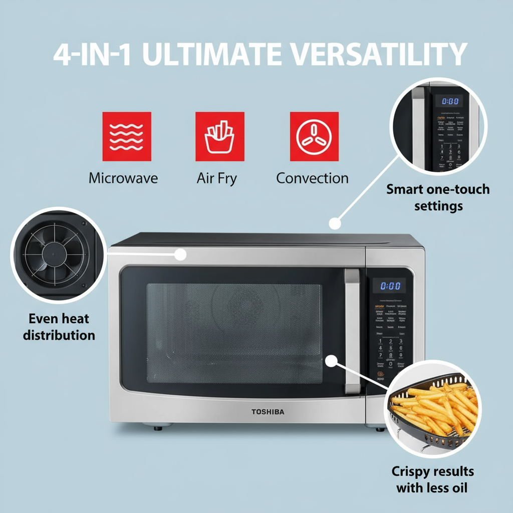 4-in-1 ML-EC42P(SS) Countertop Microwave Oven, Smart Sensor, Convection, Air Fryer Combo, Mute Function, Position Memory