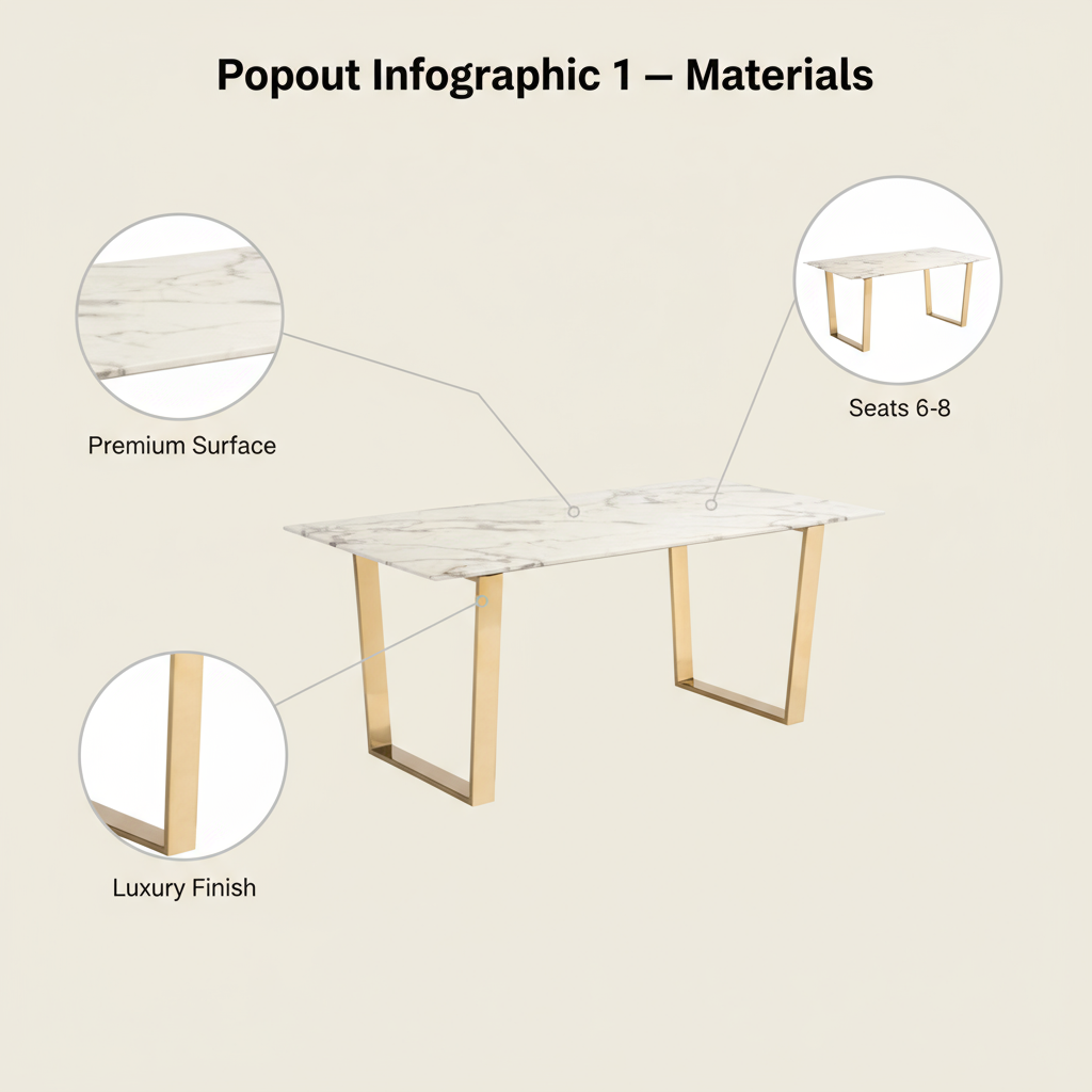 Atlas Dining Table White & Gold