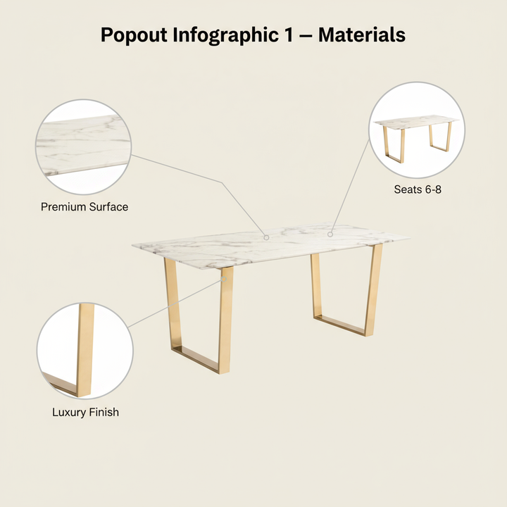 Atlas Dining Table White & Gold