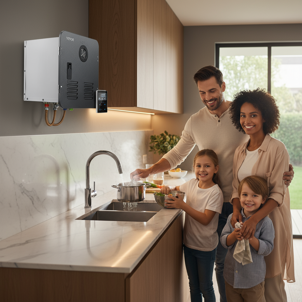 VEVOR RV Tankless Water Heater, Instant Shower with 15 x 15 inches Black Door and Remote Controller, 55000BTU Optimized Comfort Performance Hot Water, Ideal for RVers' Family Everyday Use