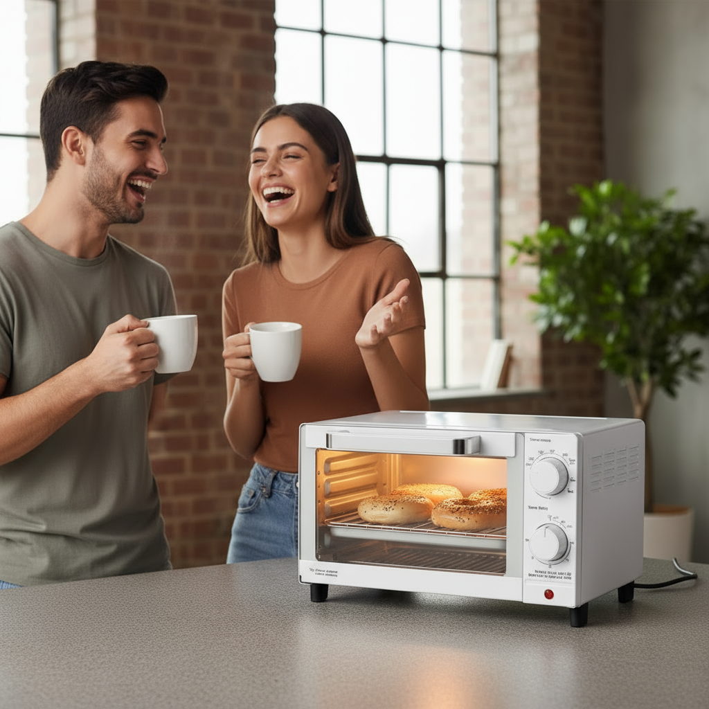 4 Slice Countertop Toaster Oven with 3 Settings, includes Baking Rack and Pan, New