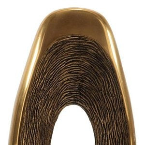 19" Gold And White Aluminum And Marble Abstract Tabletop Sculpture