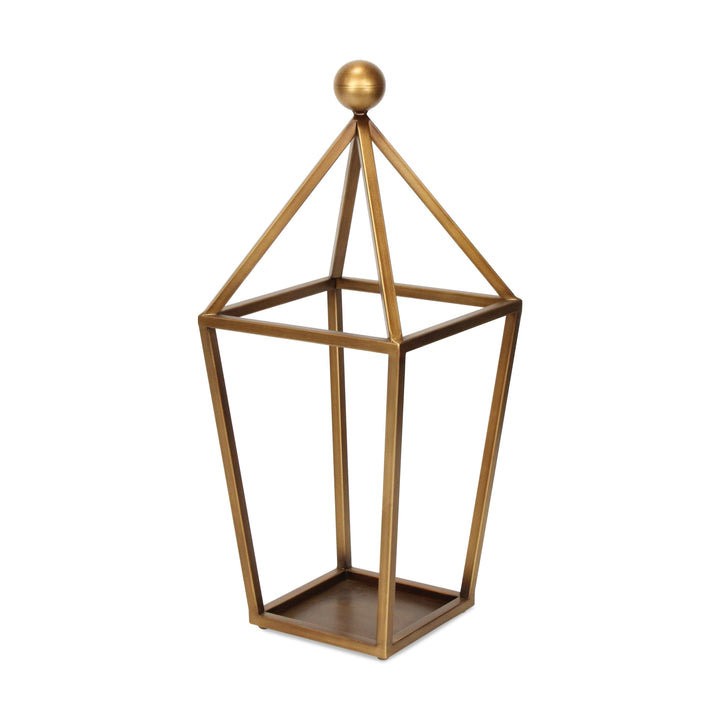 24" Gold Geometric Metal Tabletop Lantern Candle Holder