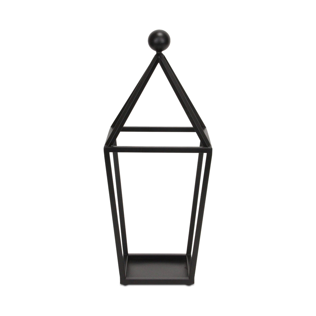 24" Black Geometric Metal Tabletop Lantern Candle Holder