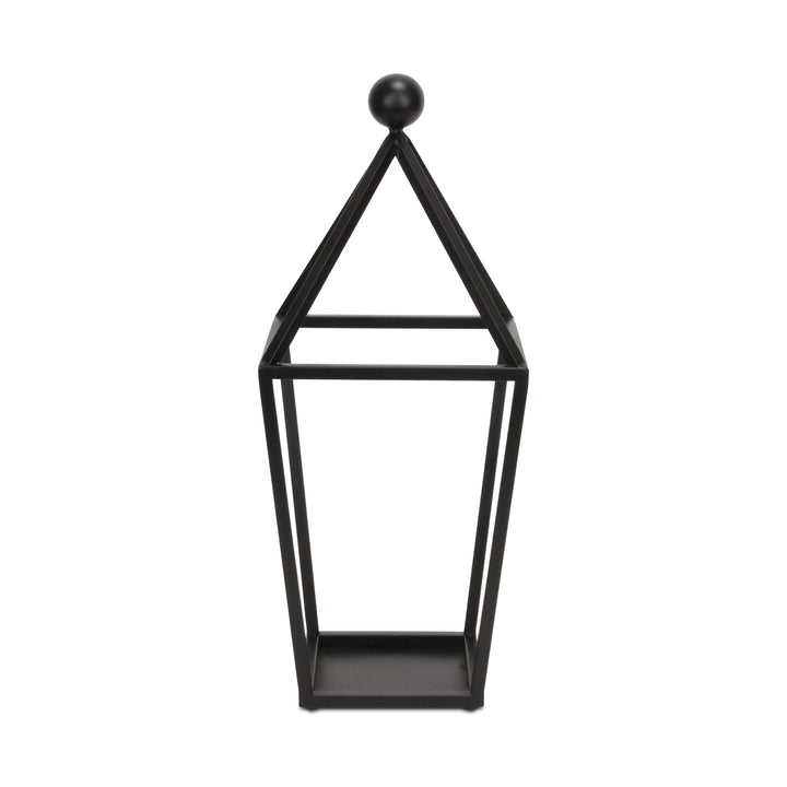 24" Black Geometric Metal Tabletop Lantern Candle Holder