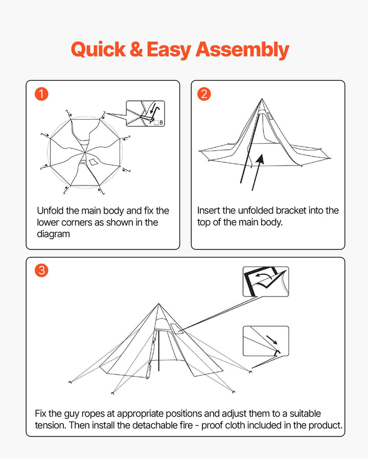 VEVOR Camping Hot Tent, 2 Persons Cabin Tent with Stove Jack & Poles, Waterproof Winter Tents Shelters with Fireproof Ground Mat, Portable 4 Season Tents for Hiking Fishing Hunting Backpacking